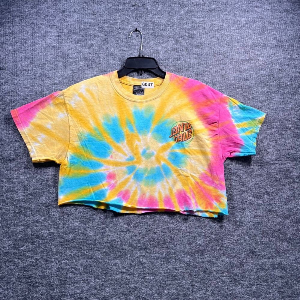 Santa Cruz Screaming Hand Mushroom Tie Dye Crop Top Tee Large